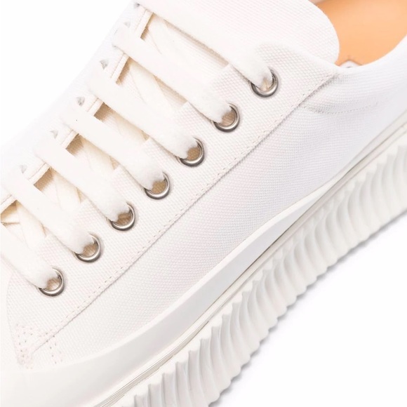 Jil Sander White Canvas Platform Sneakers NIB Size 37 - Picture 3 of 7